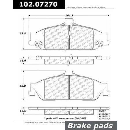 Centric Parts CTEK Brake Pads, 102.07270 102.07270
